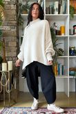 Big Softie Funnel Grunge Knit Ecru